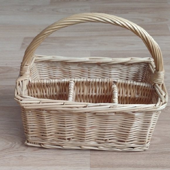 Vintage Hand Woven Rattan/ Wicker Silverware Holder - Picture 1 of 4